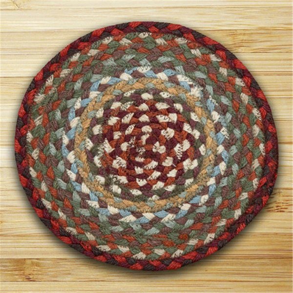 Earth Rugs Round Miniature Swatch- Thistle Green and Country Red 46-417